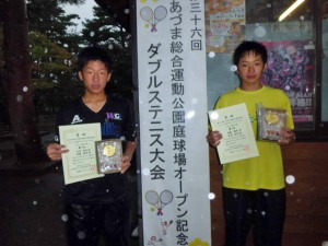 第３６回あづま総合運動公園庭球場オープン記念ダブルステニス大会ビギナー男子の部優勝