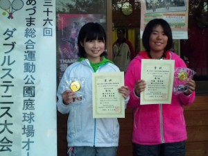 第３６回あづま総合運動公園庭球場オープン記念ダブルステニス大会小学生・中学生の部中学生女子優勝