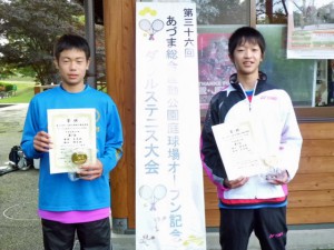 第３６回あづま総合運動公園庭球場オープン記念ダブルステニス大会小学生・中学生の部中学生男子優勝