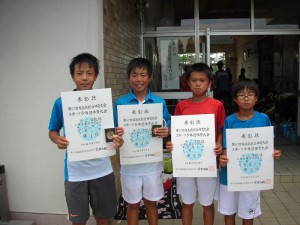 第６７回福島県総合体育大会テニス競技スポーツ少年団の部小学生男子ダブルス入賞者１位２位