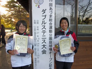 第３８回あづま総合運動公園庭球場オープン記念ダブルステニス大会ビギナー女子優勝