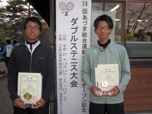 第３８回あづま総合運動公園庭球場オープン記念ダブルステニス大会ビギナー男子優勝