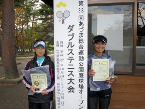 第３８回あづま総合運動公園庭球場オープン記念ダブルステニス大会５０歳以上女子優勝
