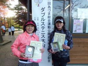 第５９回あづま総合運動公園庭球場オープン記念ダブルステニス大会５０歳以上女子の部優勝