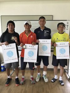 第７０回福島県総合体育大会テニス競技６０歳男子シングルス・ダブルス６５歳シングルス・ダブルス入賞者