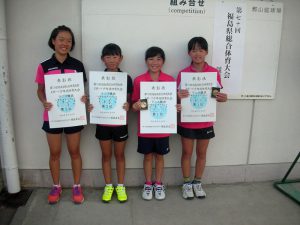 第７０回福島県総合体育大会テニス競技スポーツ少年団の部小学生女子ダブルス入賞者１位２位