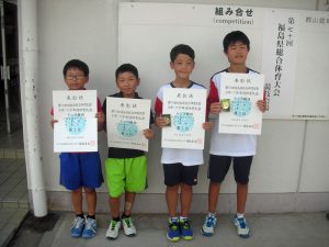 第７０回福島県総合体育大会テニス競技スポーツ少年団の部小学生男子ダブルス入賞者１位２位
