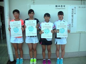 第７０回福島県総合体育大会テニス競技スポーツ少年団の部中学生女子ダブルス入賞者１位２位