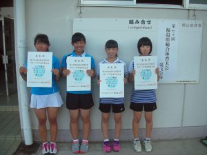 第７０回福島県総合体育大会テニス競技スポーツ少年団の部中学生女子ダブルス入賞者３位