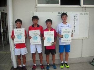 第７０回福島県総合体育大会テニス競技スポーツ少年団の部中学生男子ダブルス入賞者１位２位