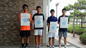 第７１回福島県総合体育大会テニス競技スポーツ少年団の部中学生男子シングルス入賞者