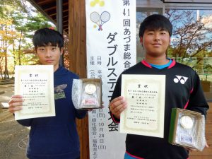 第４１回あづま総合運動公園庭球場オープン記念ダブルステニス大会ビギナー男子ダブルス優勝