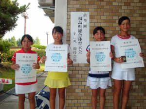 第７２回福島県総合体育大会テニス競技スポーツ少年団の部小学生女子シングルス入賞者