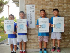 第７２回福島県総合体育大会テニス競技スポーツ少年団の部小学生男子ダブルス入賞者