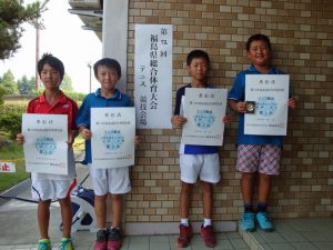 第７２回福島県総合体育大会テニス競技スポーツ少年団の部小学生男子シングルス入賞者