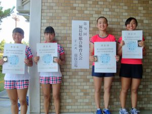 第７２回福島県総合体育大会テニス競技スポーツ少年団の部中学生女子ダブルス入賞者