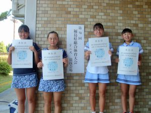 第７２回福島県総合体育大会テニス競技スポーツ少年団の部中学生女子ダブルス入賞者