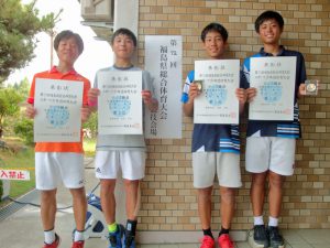 第７２回福島県総合体育大会テニス競技スポーツ少年団の部中学生男子ダブルス入賞者