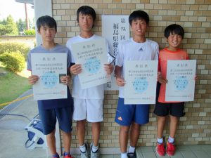 第７２回福島県総合体育大会テニス競技スポーツ少年団の部中学生男子シングルス入賞者