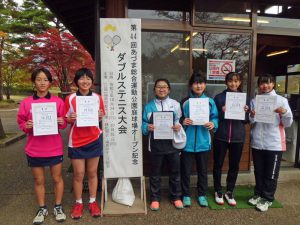 第４４回あづま総合運動公園庭球場オープン記念ダブルステニス大会中学生女子の部入賞者