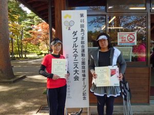 第４６回あづま総合運動公園庭球場オープン記念ダブルステニス大会ビギナー歳女子の部優勝